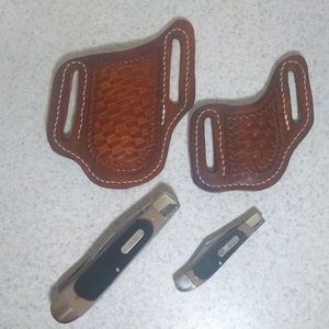 Leather hand made sheaths w/ knifes
